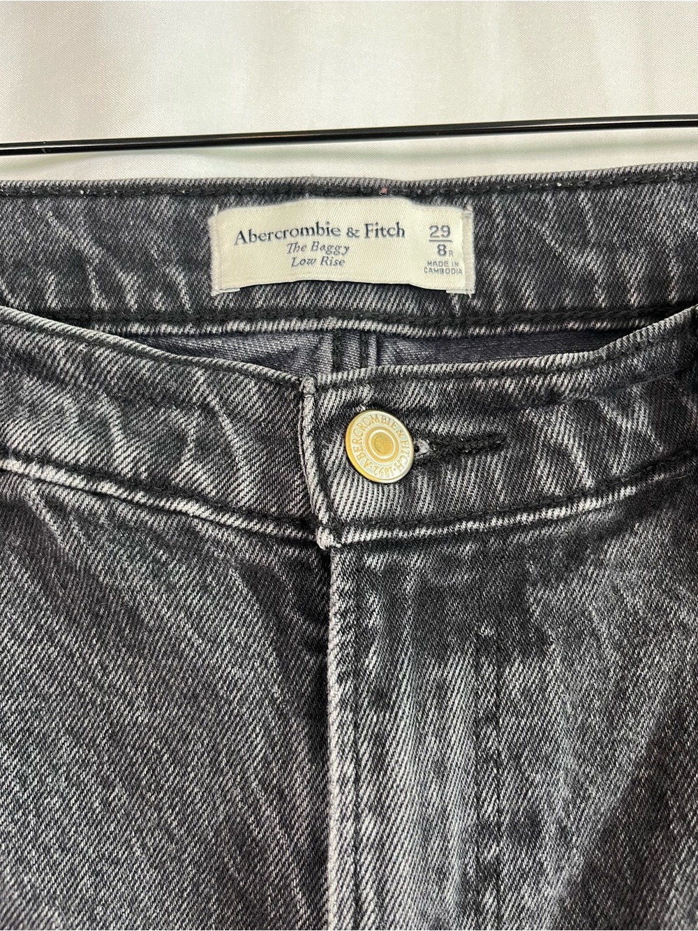 Abercrombie & fitch the baggy low rise dark grey wash frayed hem jeans sz 29 - Picture 4 of 9